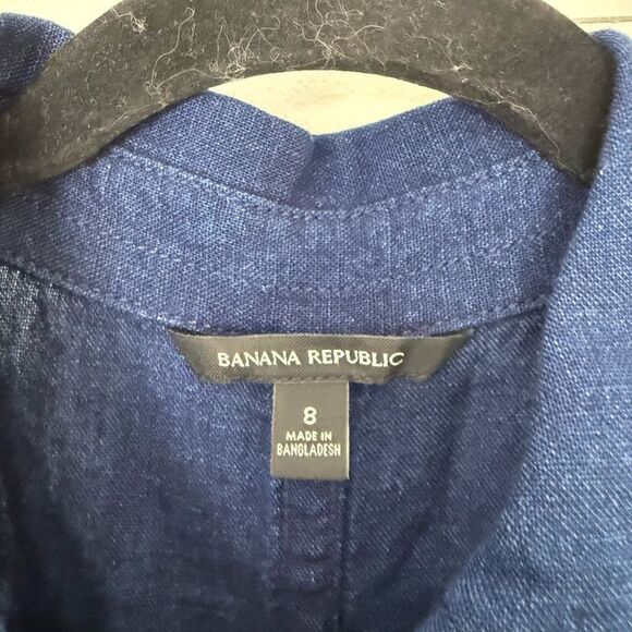 Banana Republic Women’s 8 Button Down Denim Camp Romper Linen Blend Sleeveless - Picture 2 of 6